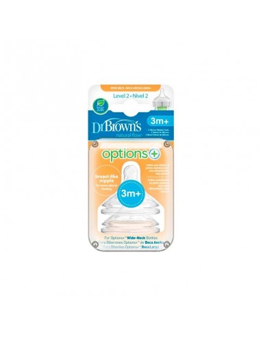 Dr. Brown's Tetina Boca Ancha Nivel 2 a partir de 3 meses - 2 unidades