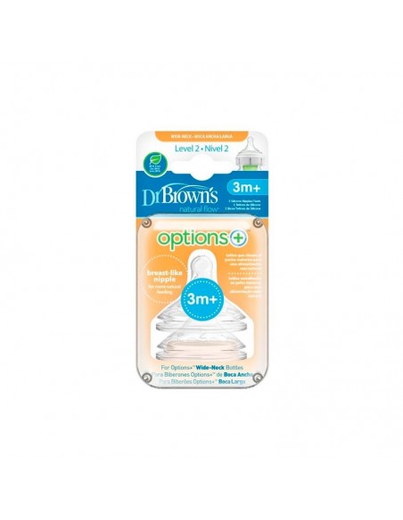 Dr. Brown's Tetina Boca Ancha Nivel 2 a partir de 3 meses - 2 unidades