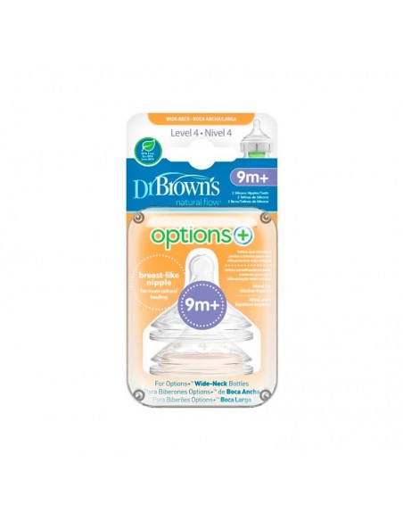 Dr. Brown's Tetina Boca Ancha Nivel 4 a partir de 9 meses - 2 unidades