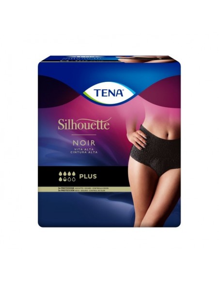 Tena Silhouette cintura alta negro Talla M 9 unidades
