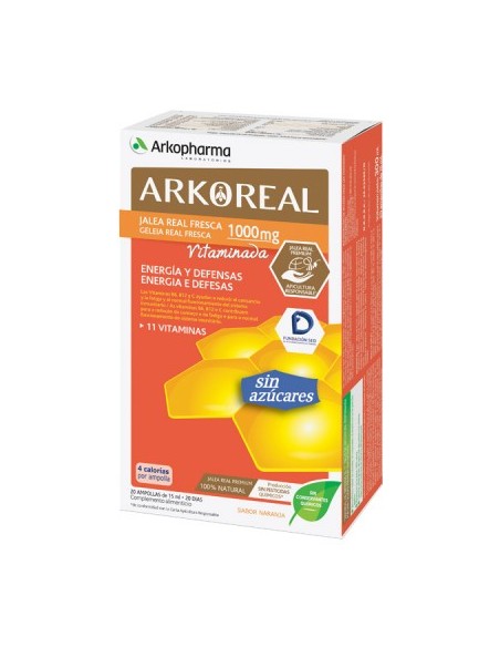 ARKOREAL JALEA REAL VITAMINADA SIN AZUCAR 15 ML 20 AMP