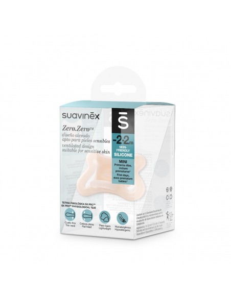  Suavinex Zero Zero - Chupete de silicona para bebé con pezón  fisiológico SX Pro (0-6M), 2 unidades, ligero : Bebés