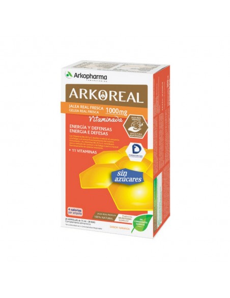 ARKOREAL JALEA REAL VITAMINADA SIN AZUCAR 15 ML 20 AMP