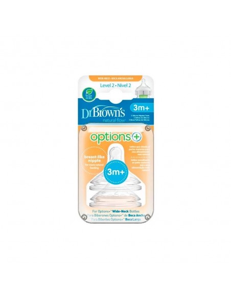 Dr. Brown's Tetina Boca Ancha Nivel 2 a partir de 3 meses - 2 unidades