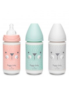 Suavinex Biberón boca ancha Tetina 3 Posiciones Cristal 240 ml