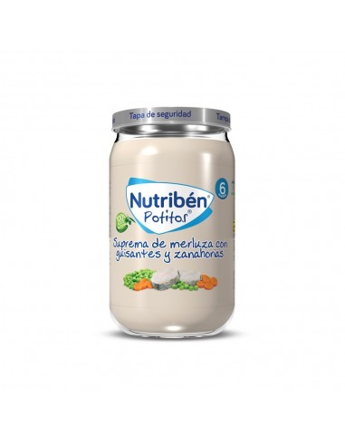 Nutribén Potito Suprema de merluza con guisantes y zanahorias 235 g