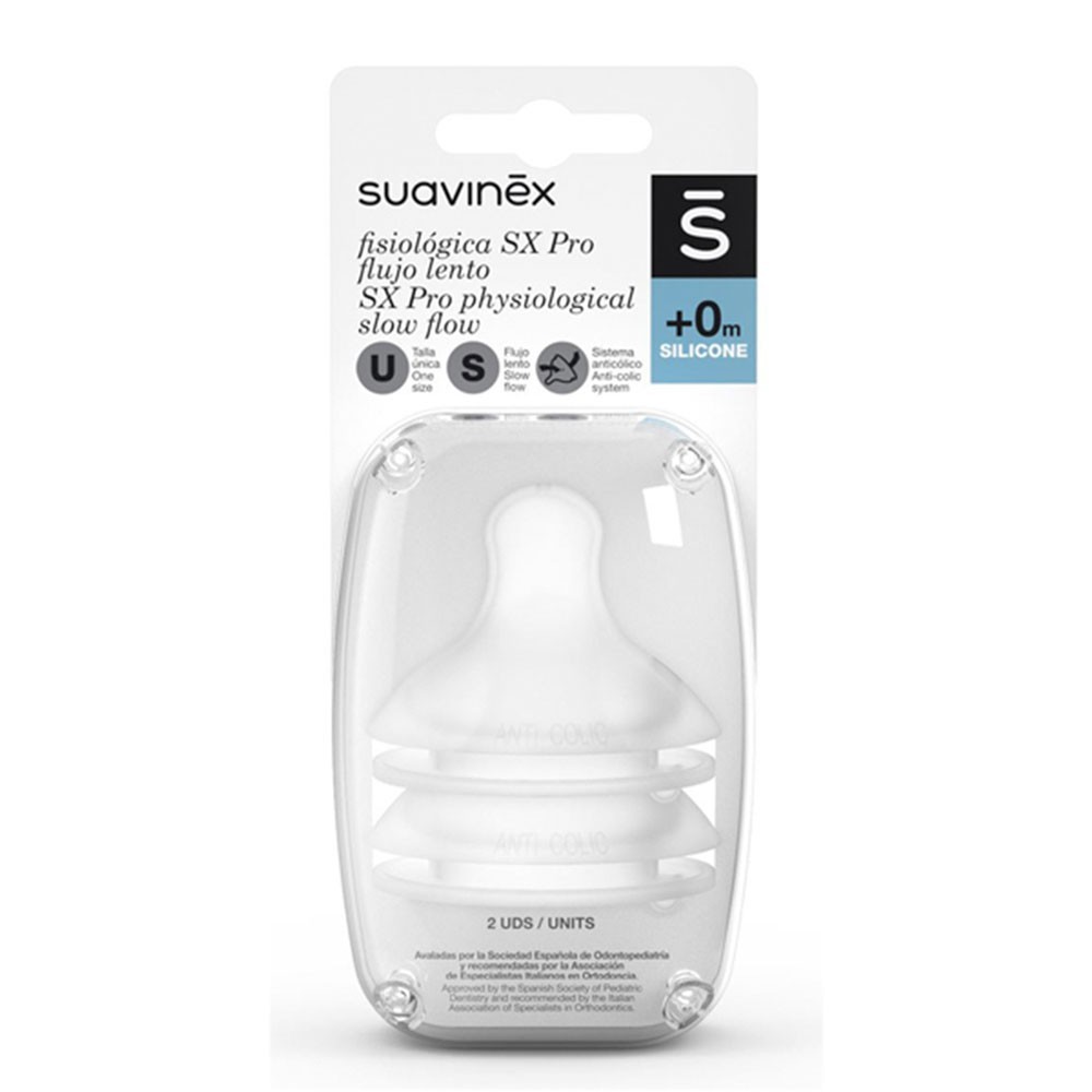 Suavinex Tetina Fisiológica Flujo S Silicona 2 unidades
