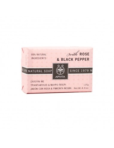 Apivita Natural Care - Jabón Con Rosa y Pimienta Negra