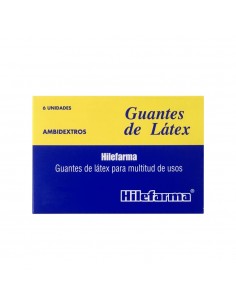 Hilefarma Guantes de látex talla mediana 6 unidades