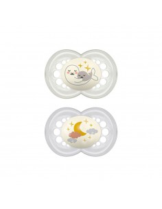 MAM Chupete Original Silicona 6M+ Noche Verde 2 unidades