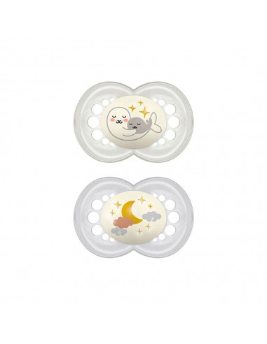 MAM Chupete Original Silicona 6M+ Noche Verde 2 unidades