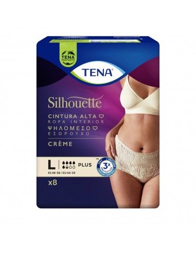 Tena Silhouette Cintura Alta Beige T-G 8 unidades