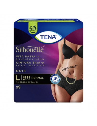 Tena Silhouette Cintura Baja Negro T-G 9 unidades