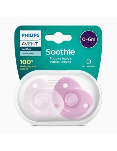 Avent chupete silicona nocturno rosa 6-18m+ 2 uds - Farmacia en Casa Online