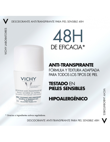 Vichy Desodorante Bola Reguladora Piel Sensible 48h 50 ml