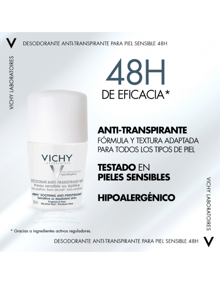 Vichy Desodorante Bola Reguladora Piel Sensible 48h 50 ml