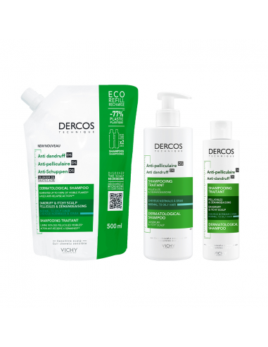 Vichy Dercos Technique Ecorefill Champú Anticaspa DS-Cabello Normal o Graso 390 ml
