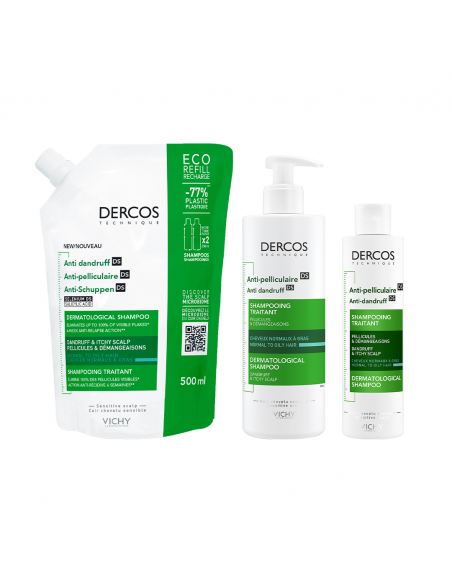Vichy Dercos Technique Ecorefill Champú Anticaspa DS-Cabello Normal o Graso 390 ml
