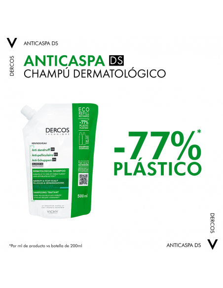 Vichy Dercos Technique Ecorefill Champú Anticaspa DS-Cabello Normal o Graso 390 ml