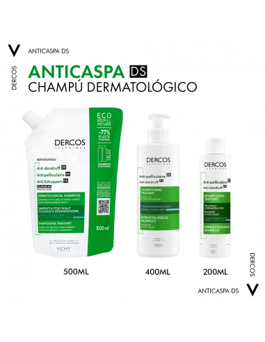 Vichy Dercos Technique Ecorefill Champú Anticaspa DS-Cabello Normal o Graso 390 ml
