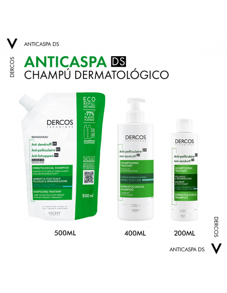 Vichy Dercos Technique Ecorefill Champú Anticaspa DS-Cabello Normal o Graso 390 ml