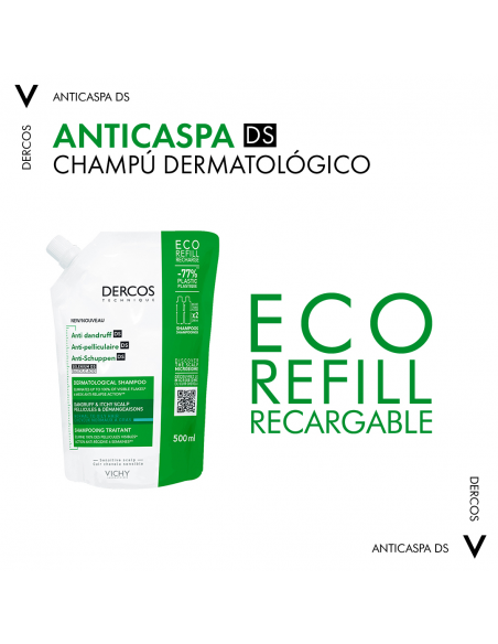 Vichy Dercos Technique Ecorefill Champú Anticaspa DS-Cabello Normal o Graso 390 ml