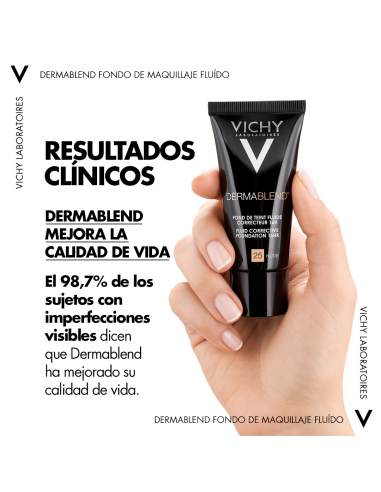 Vichy Dermablend Fondo de Maquillaje Fluido Alta Cobertura 16h Tono 25 Nude
