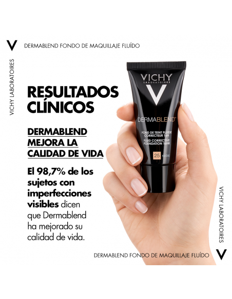 Vichy Dermablend Fondo de Maquillaje Fluido Alta Cobertura 16h Tono 25 Nude