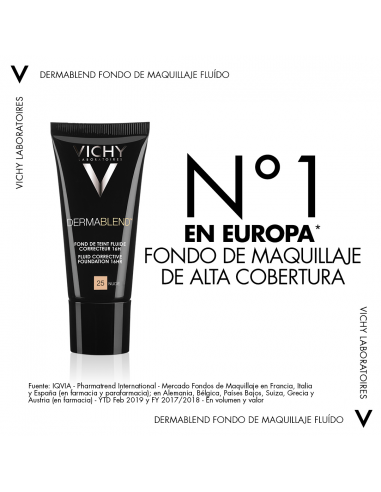 Vichy Dermablend Fondo de Maquillaje Fluido Alta Cobertura 16h Tono 25 Nude