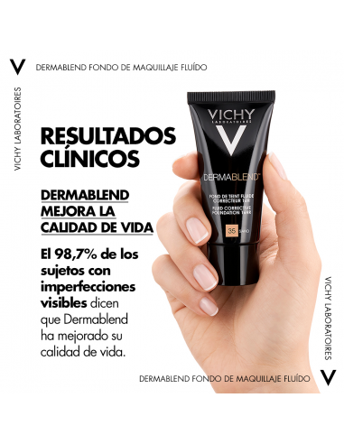 Vichy Dermablend Fondo de Maquillaje Fluido Alta Cobertura 16h Tono 35 Sand