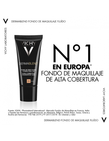 Vichy Dermablend Fondo de Maquillaje Fluido Alta Cobertura 16h Tono 35 Sand
