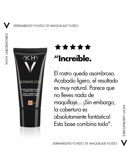 Vichy Dermablend Fondo de Maquillaje Fluido Alta Cobertura 16h Tono 35 Sand