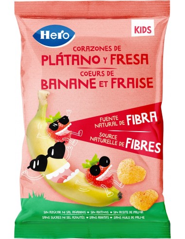 Hero Kids Snack Corazón Plátano y Fresa 30 g