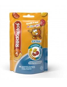 Redoxitos Extra Defensas Sabor Naranja Fresa y Fruta Tropical 25 caramelos goma