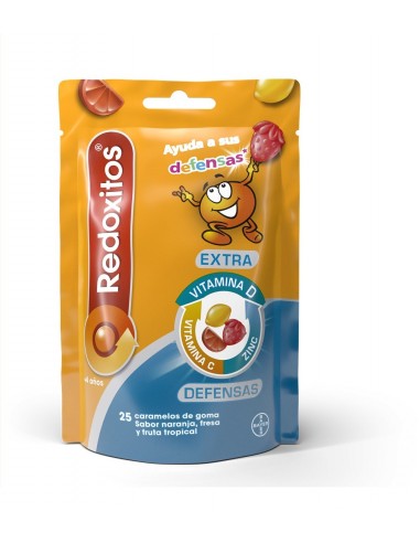 Redoxitos Extra Defensas Sabor Naranja Fresa y Fruta Tropical 25 caramelos goma