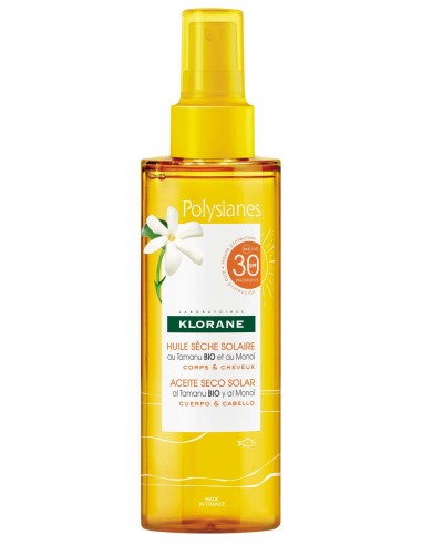 Klorane Polysianes Aceite Seco Solar Cuerpo y Cabello SPF 30 200 ml