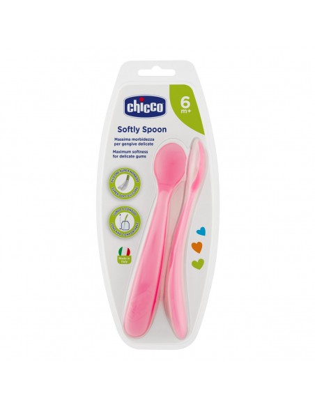 Chicco Cuchara Silicona Rosa 2 Unidades