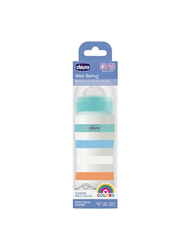 Chicco Biberon Pp Tetina Silicona Flujo Rapido 4M+ Azul 330 ml