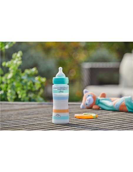 Chicco Biberon Pp Tetina Silicona Flujo Rapido 4M+ Azul 330 ml