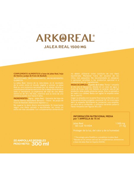 Arko Real Jalea Real 1500 mg Forte Plus 20 ampollas