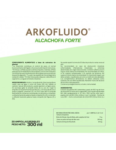 Arkofluido Alcachofa Forte 20 ampollas bebibles