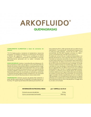 Arkofluido Quemagrasa 20 ampollas