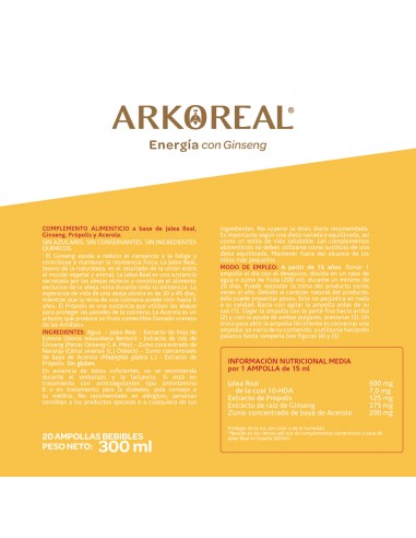 Arko Real Jalea Real + Ginseng 20 ampollas