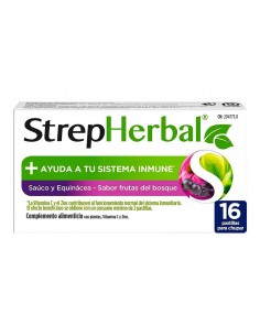 StrepHerbal Sauco y Equinácea Sabor Frutos del Bosque 16 pastillas para chupar