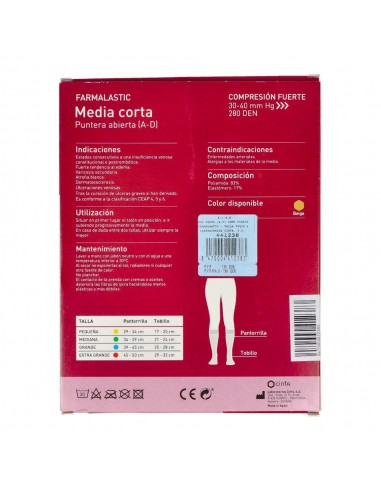 Media Corta (A-D) Comp Fuerte Farmalastic Puntera Abierta T- Peq