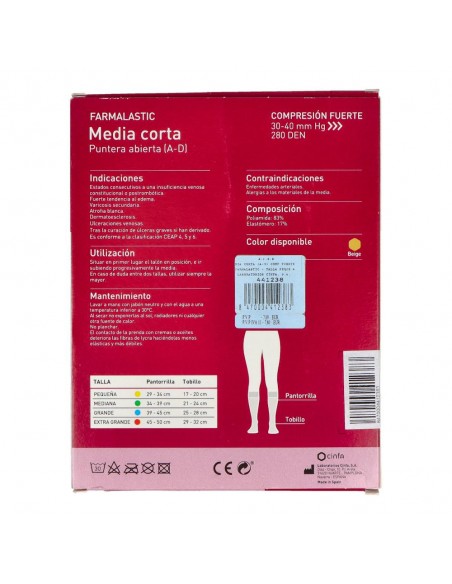 Media Corta (A-D) Comp Fuerte Farmalastic Puntera Abierta T- Peq