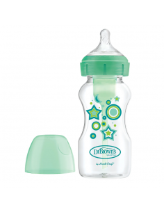 Dr Brown Biberon Tetina Silicona Boca Ancha Natural Flow Options+ 1 Unidad 270 ml Verde Estr