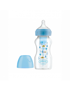 Dr Brown Biberon Tetina Silicona Boca Ancha Natural Flow Options+ 1 Unidad 270 ml Azul Bosqu