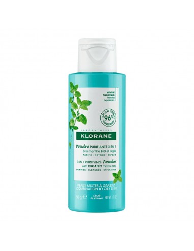 Klorane Polvo Purificante 3 En 1 A La Menta Bio Y Arcilla 50 Gr