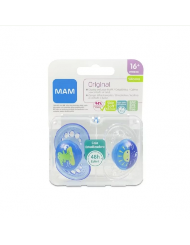 Mam Chupete Original 16+ Silicona Matt (2 Uds) - Azul